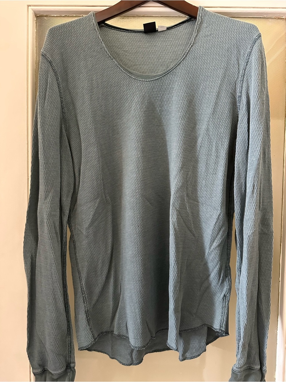 Mens BDG Light Blue Waffle Knit Long Sleeve